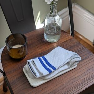 DSG White Socks with Blue Stripes